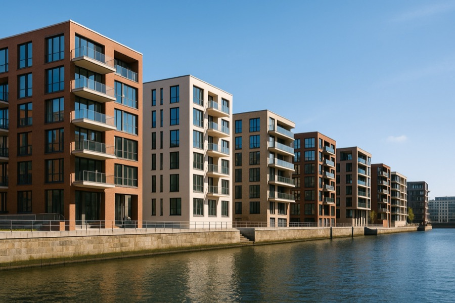 Modernes Wohnquartier am Wasser in der HafenCity Hamburg