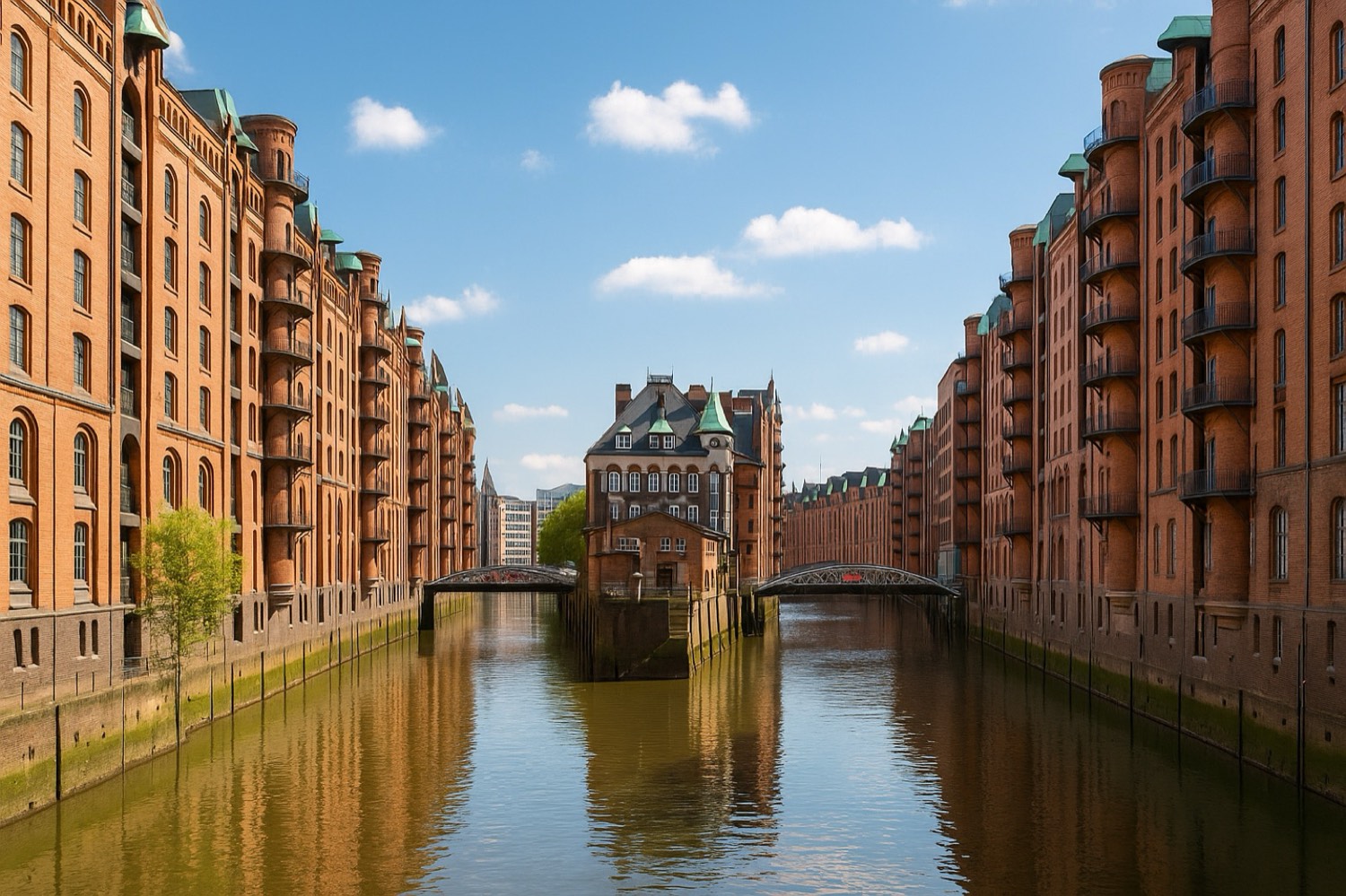 Speicherstadt Hamburg mit Backstein-Speichern am Fleet